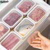 Portable Food Storage Box With Single Snap-On Cover Compartments For Sub-Packed Meat Onion Ginger Refrigerator Freezer Organizer