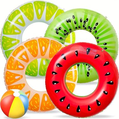 Fruit Pool Float, Watermelon Orange Lemon Swim Tube Ring, Inflatable Swim Pool Party Inner Tube Pool Toy For Fun