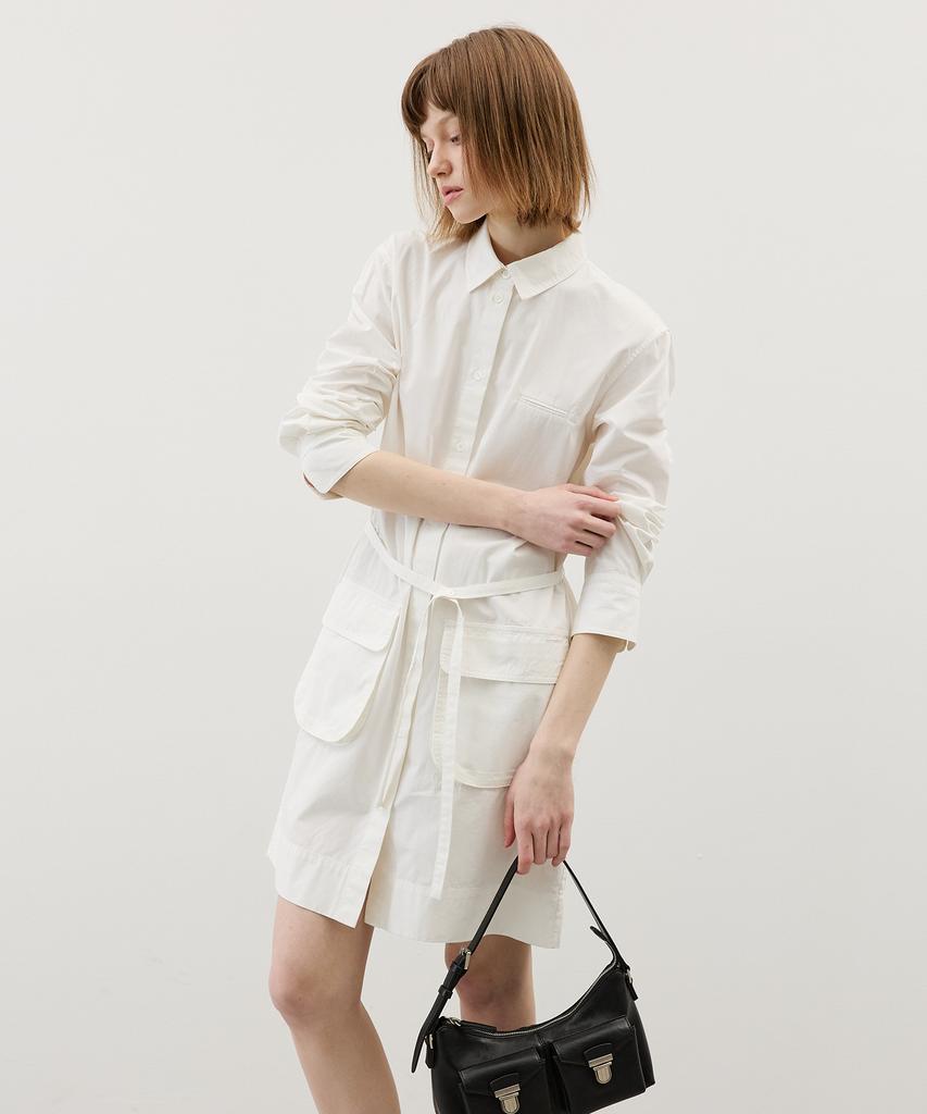 City Breeze Utility Belted Dress_White
