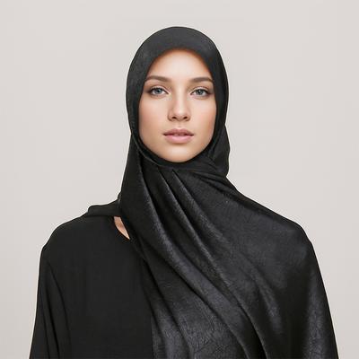 2024 Fashion Muslim Ramadan Design Classic Shiny Silk Scarf Women Soft Hijab Solid Color Handband Shawls Wraps Scarves Stole