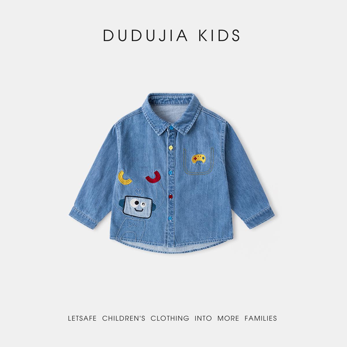 

Dududu Children s Denim Shirt - 2026 Spring Collection for Boys & Girls 80 cm джинсовий синього кольору