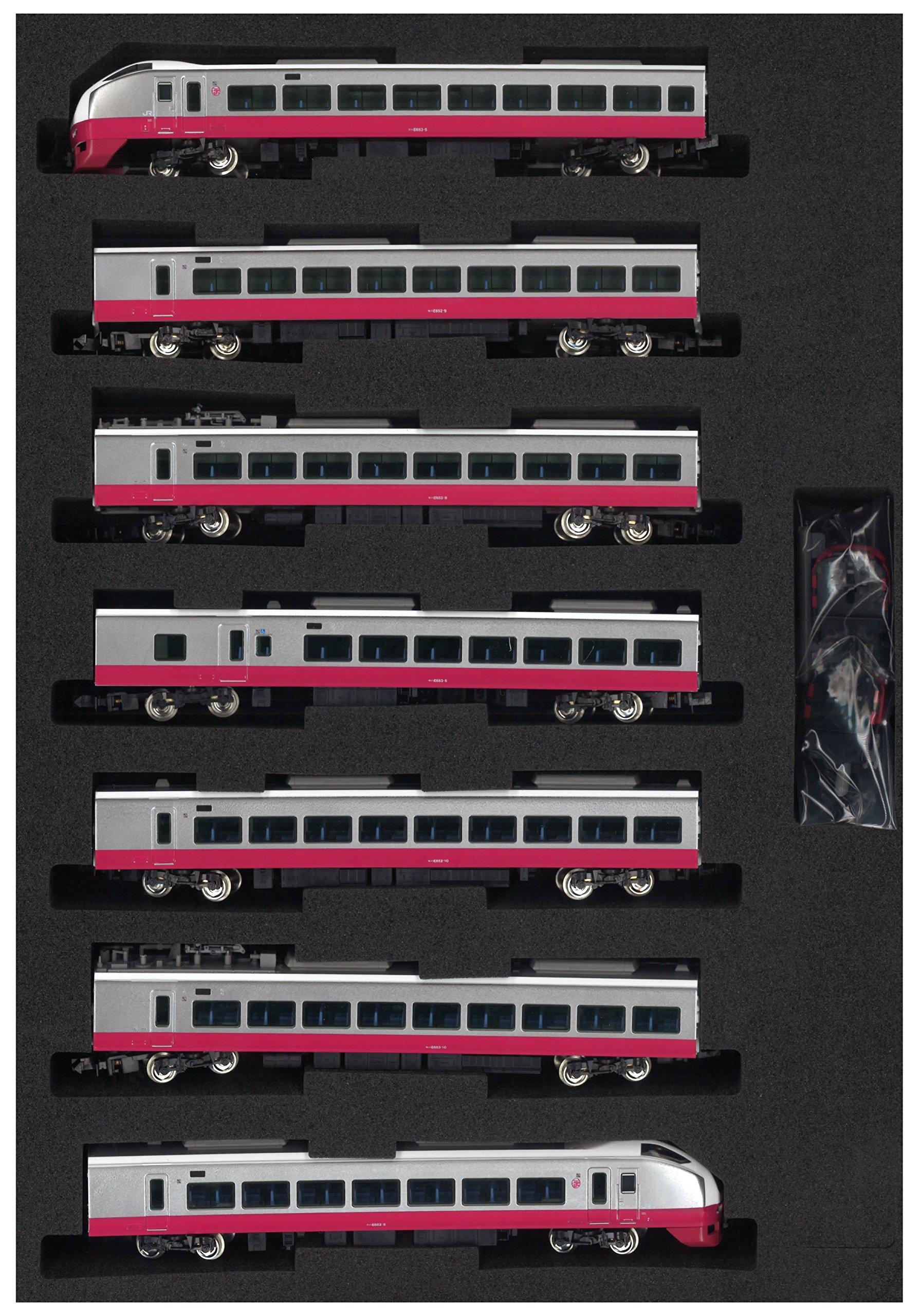 

Greenmax N gauge 50552 E653 series Fresh black no motor Hitachi, underfloor, red, 7-car set,