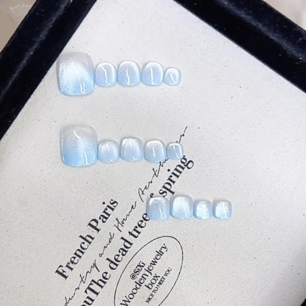 

Чистая броня для ношения на руках, четырнадцать штук темпераментных наклеек для ногтей в стиле французский кошачий глаз из синей грязи large L