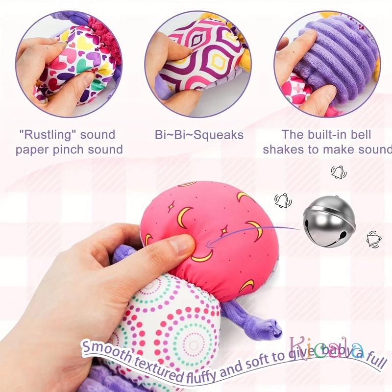 Baby Musical Caterpillar Plush Toy with Crinkles and Rattles Sensory Learning Toy for 0+ Months Infants Newborn Boys and Girls