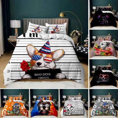 3D Funny Dog Bedding Set Single Double Bed Down Duvet Cover Pillowcase 2/3pc Animal Cover Kid Adult Gift Home Textile