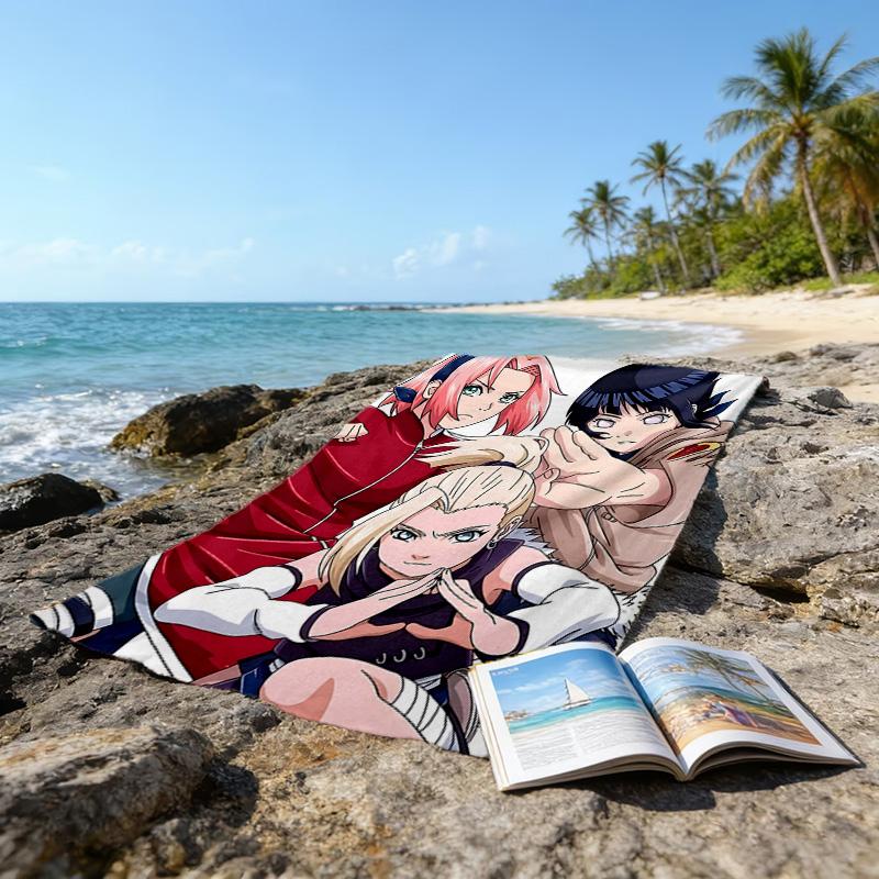 1pc NARUTO (4) Beach Towel, Beach and Seaside Swimming Pool Equipment, Fashion Pattern, Rectangular, Travel Essentials