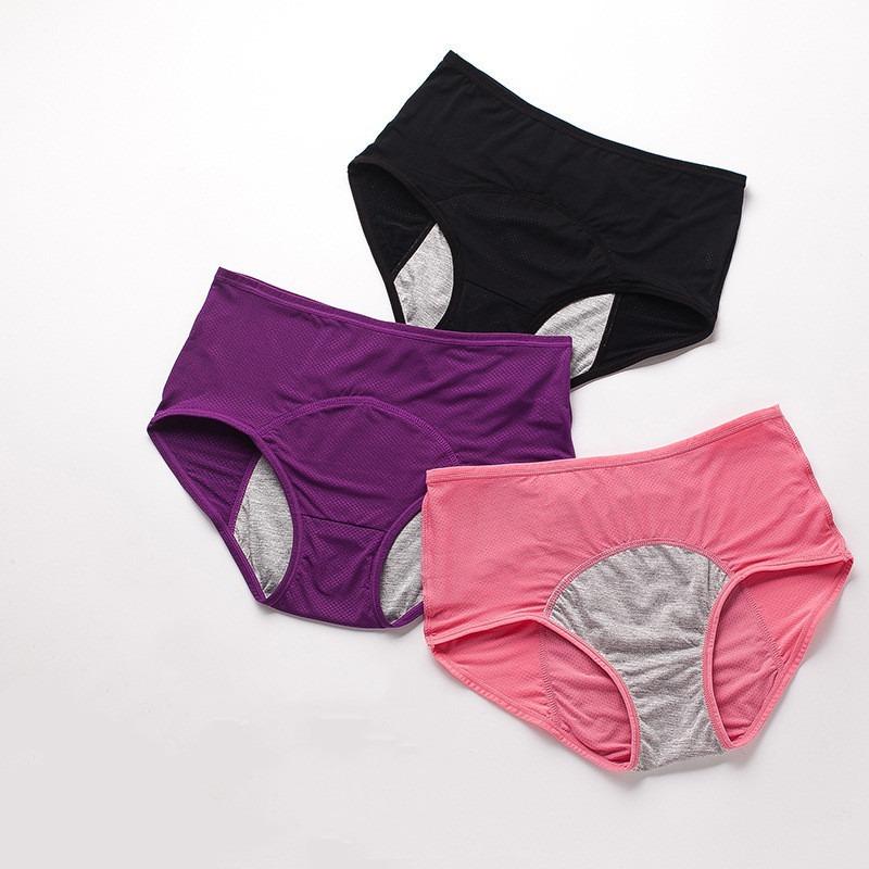 Women S Plus Size Mid Waist Mesh Breathable Leakproof Period Underwear