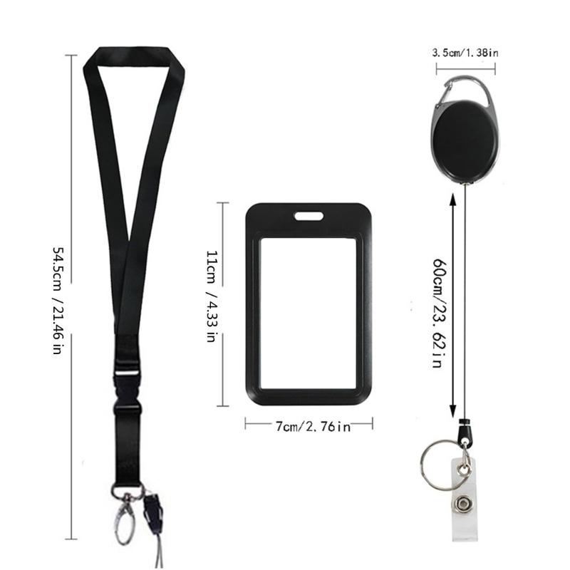 Retractable Lanyard with Card Holder Water Resistant Identity Card Badge Holder with Lanyard Retractable Badge Reel Clip