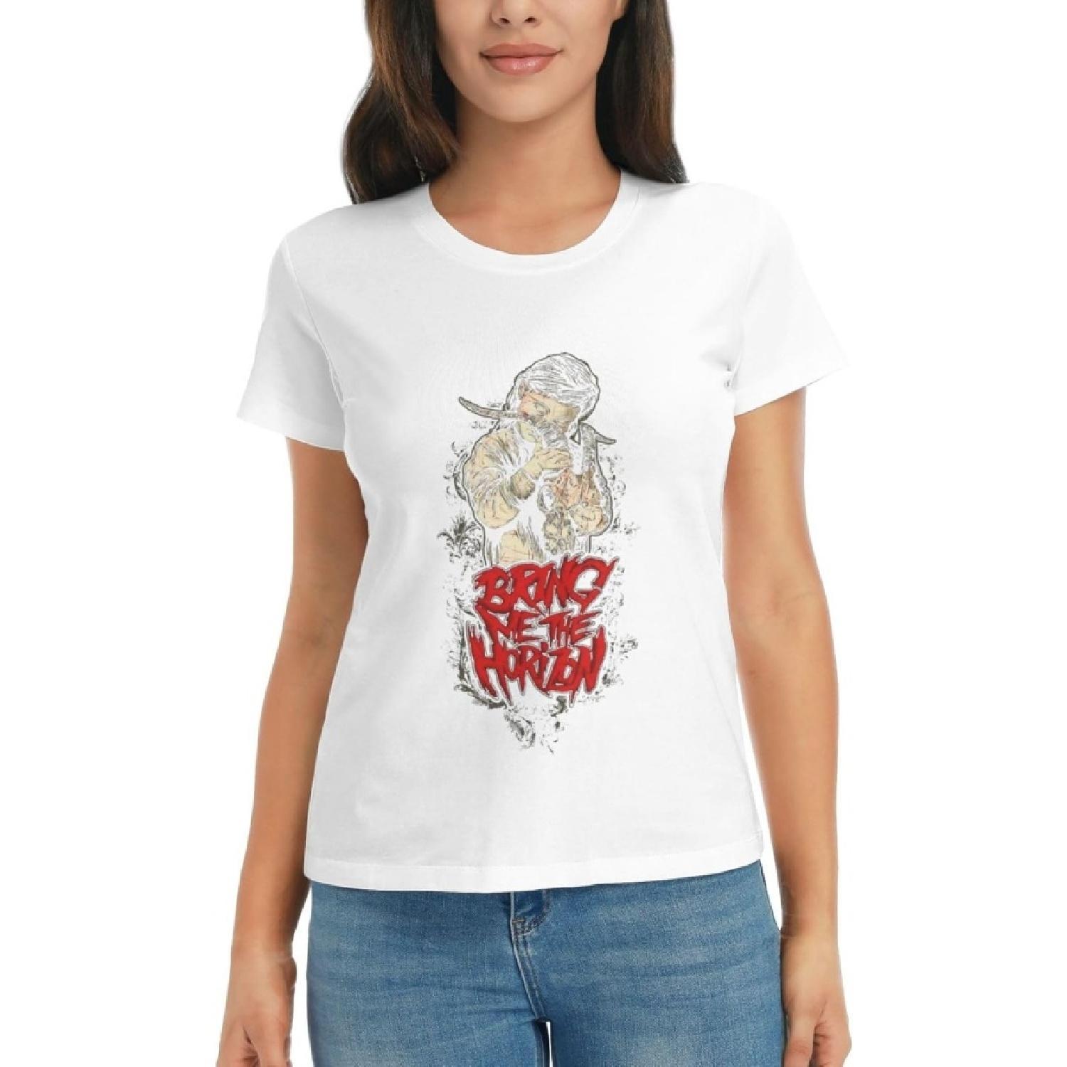 

Agrination Women s T-Shirts Bring Me The Horizon T Shirt Summer Casual Short Crew Short Sleeve Tops Tee(1) XXXXXL білий