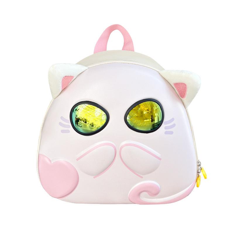 School BagsBaby Small  Cute Wearing Sunglasses Kitten Backpack New Eggshell Children's Backpack Tide