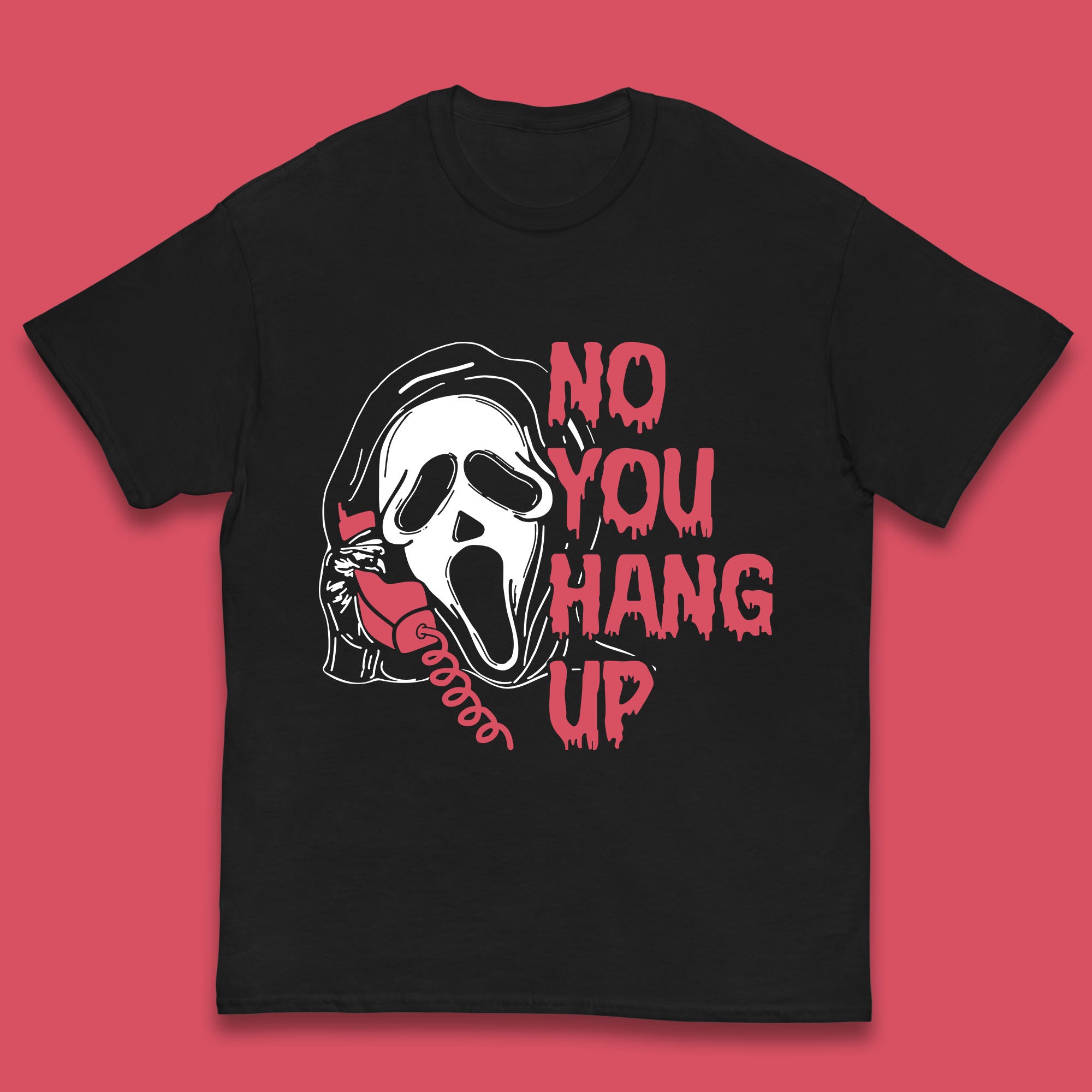 No You Hang Up Scream Ghost Funny Halloween Horror Movie Kids T Shirt 150
