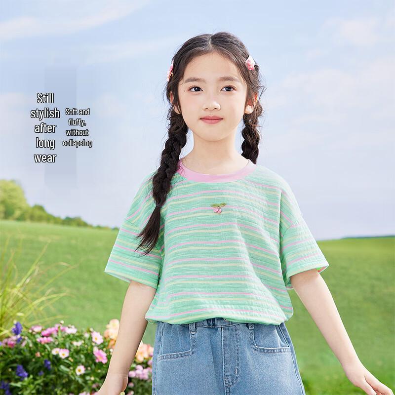 Xiaoyinman Girls' Striped Short Sleeve T-Shirt