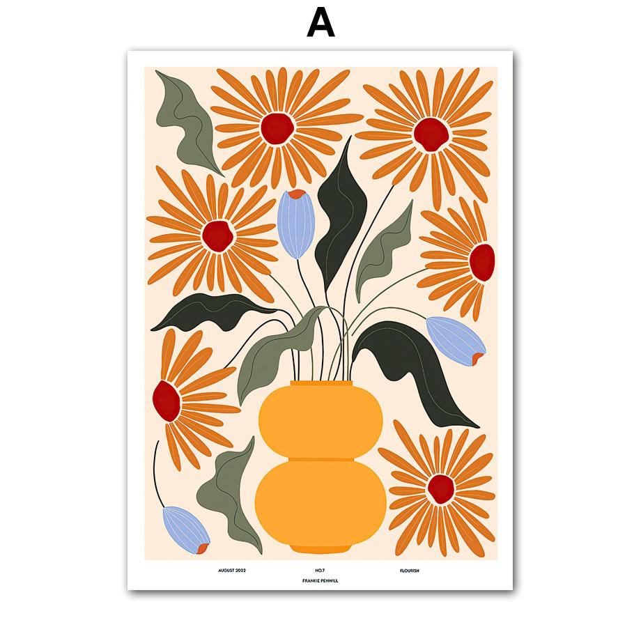 Abstract Vase Floral Flower Market Leaf Wall Art Canvas Painting Posters And Prints Hotel Shop for Restaurant Room Home Decor