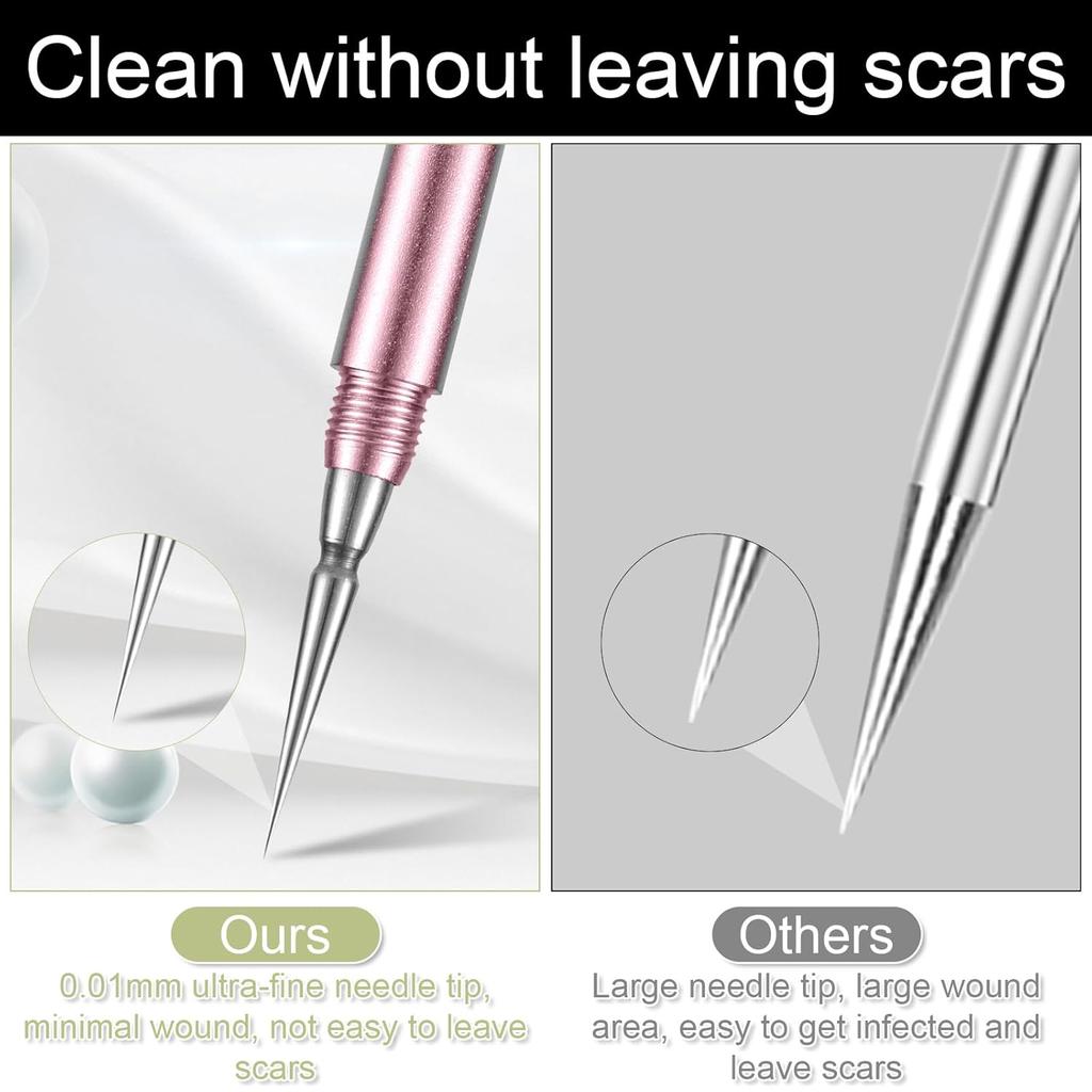 Blackhead Extractor, Metal 2 In 1 Acne Clean Needle Professional Pimple Popper Needle Whitehead Popping Extractor Double-Ended Black Head Remover