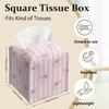 Pink Bow Stripes Tissue Box Cover, Cute Preppy Leather Tissue Box-Waterproof, Aesthetic Home Decor for Desktop Living Room Vanity Office, Gift Idea