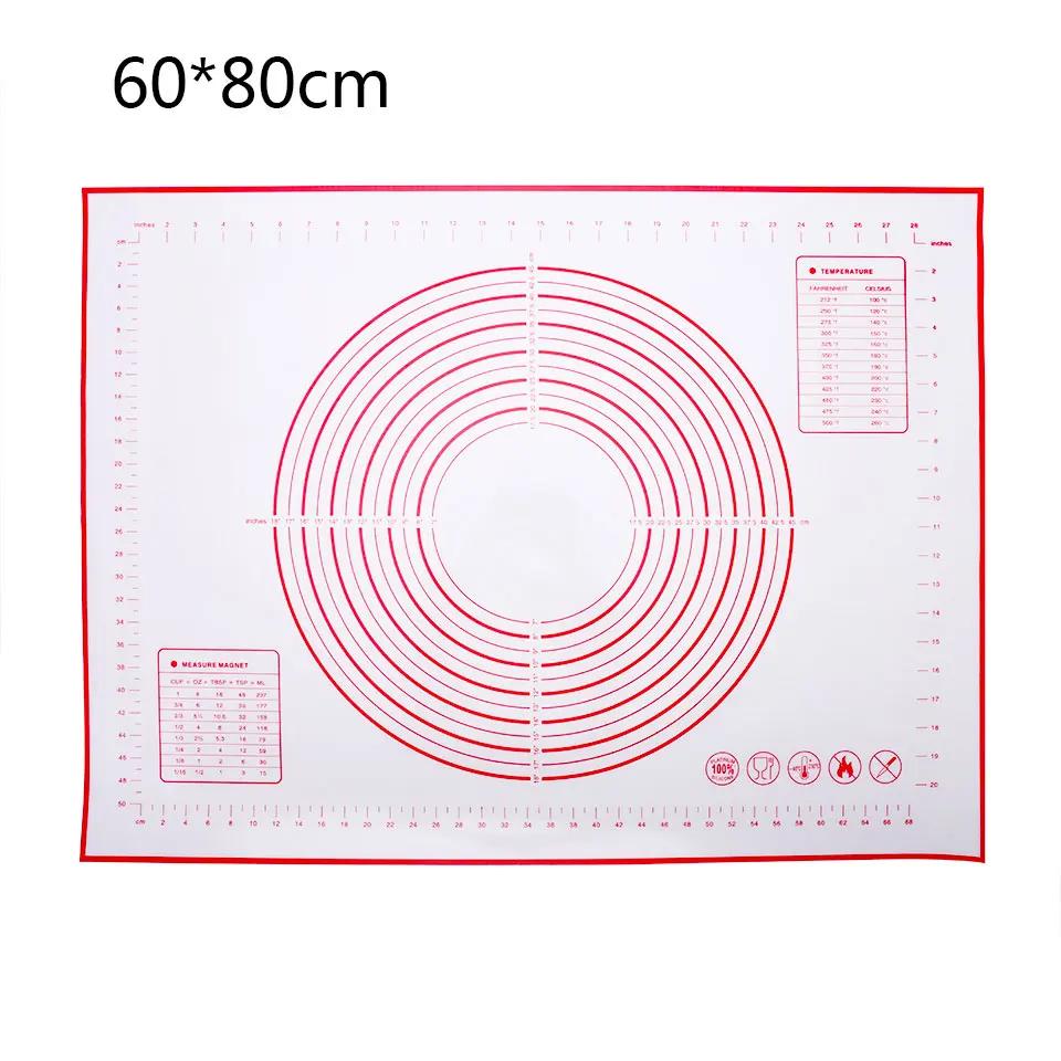 60/50/40cm Silicone Pad Baking Mat Sheet Kneading Dough Mat For Kitchen Rolling Dough Pizza Large Dough Non-Stick Maker Holder