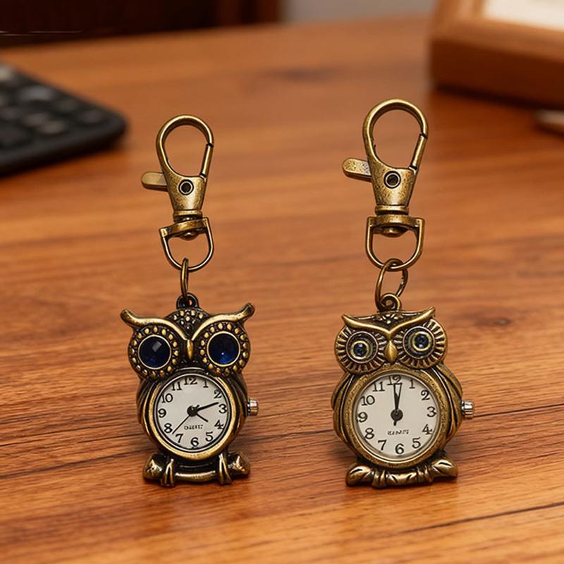 Tiny Cute Owl Shaped Pendant Pocket Watch For Kid Men Women Retro Quartz Pocket Clock Gifts Arabic Numerals Dial