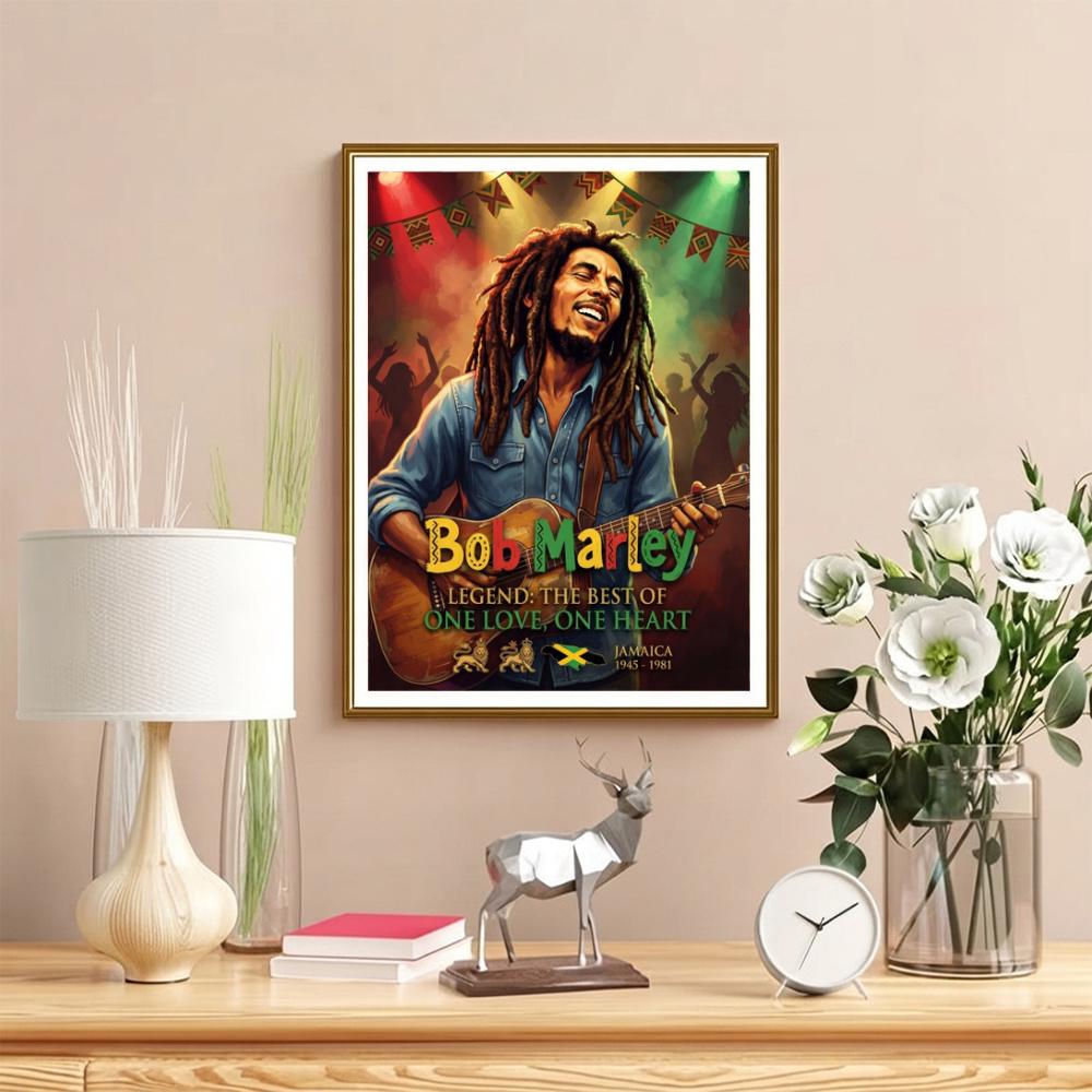 Bob Marley Lion Judah Rasta 5D Diy Diamond Painting Round Diamond Diy Frameless Holiday Artwork Suitable For Home Office Wall Decoration