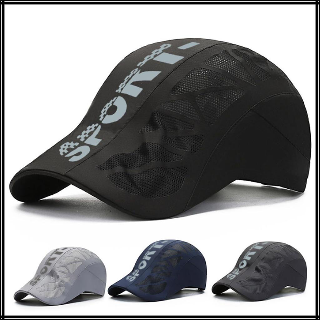 Mesh English CA781 [White Fang] Cap, Letters, Logo, Hat, Outdoor, Running, Sports, Men's, Women's, (Light Gray)
