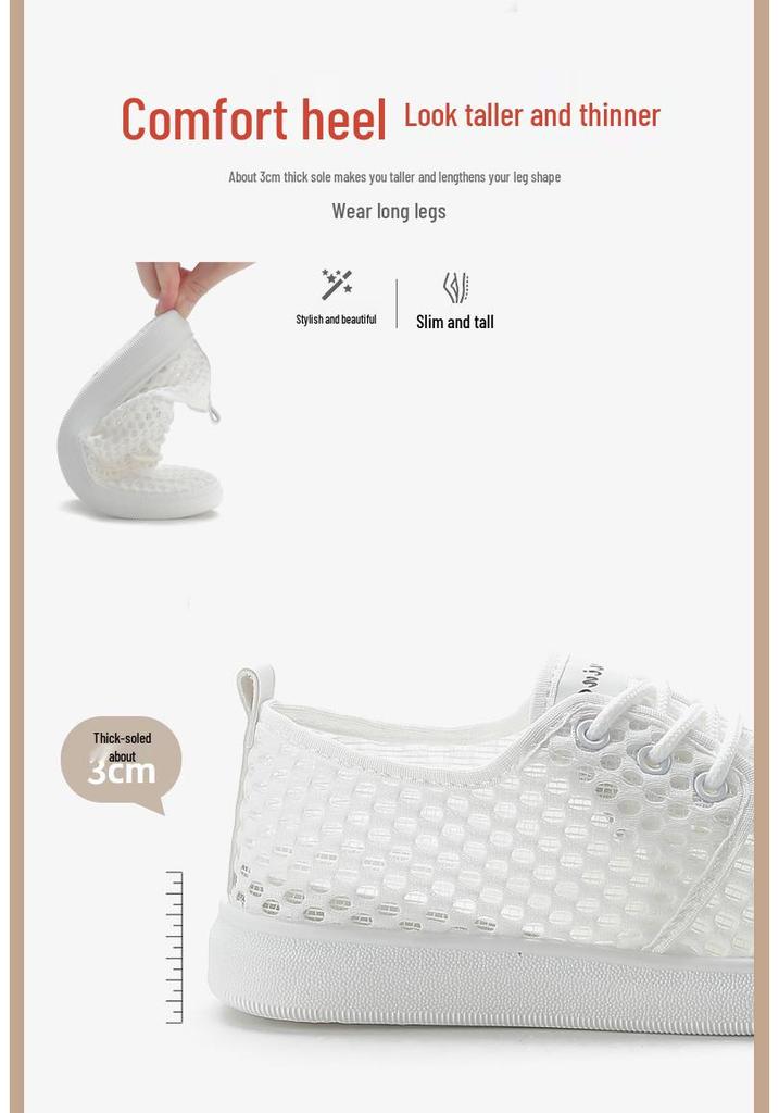 Women's Summer 2026 White Mesh Breathable Lightweight Sports Casual Shoes