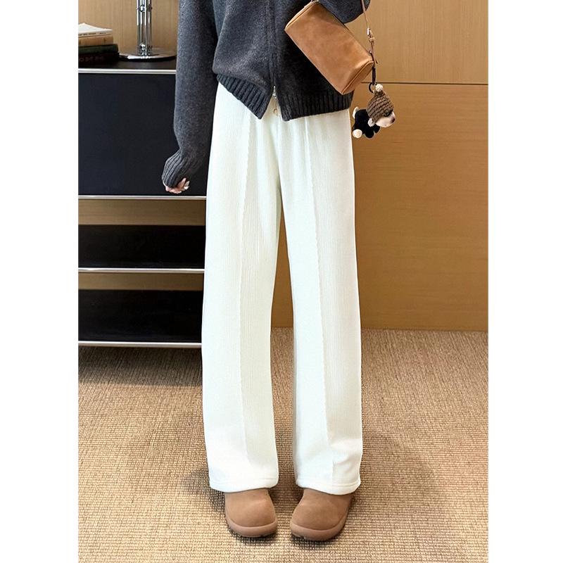 2025 Winter Women s High-Waisted Chenille Mochi Pants - Warm, Straight Leg with Plus Velvet XXL