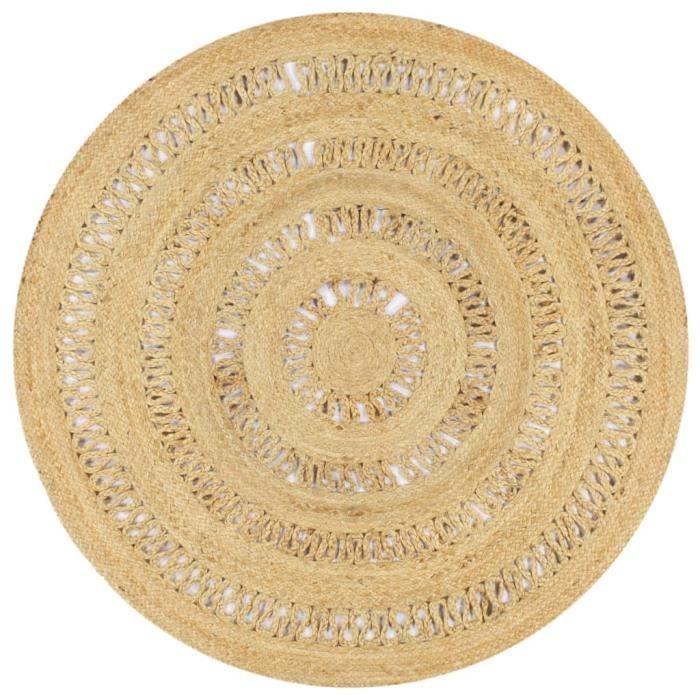 Tapis - vidaXL - Jute tressée - 120 cm - Beige - Fait à la main