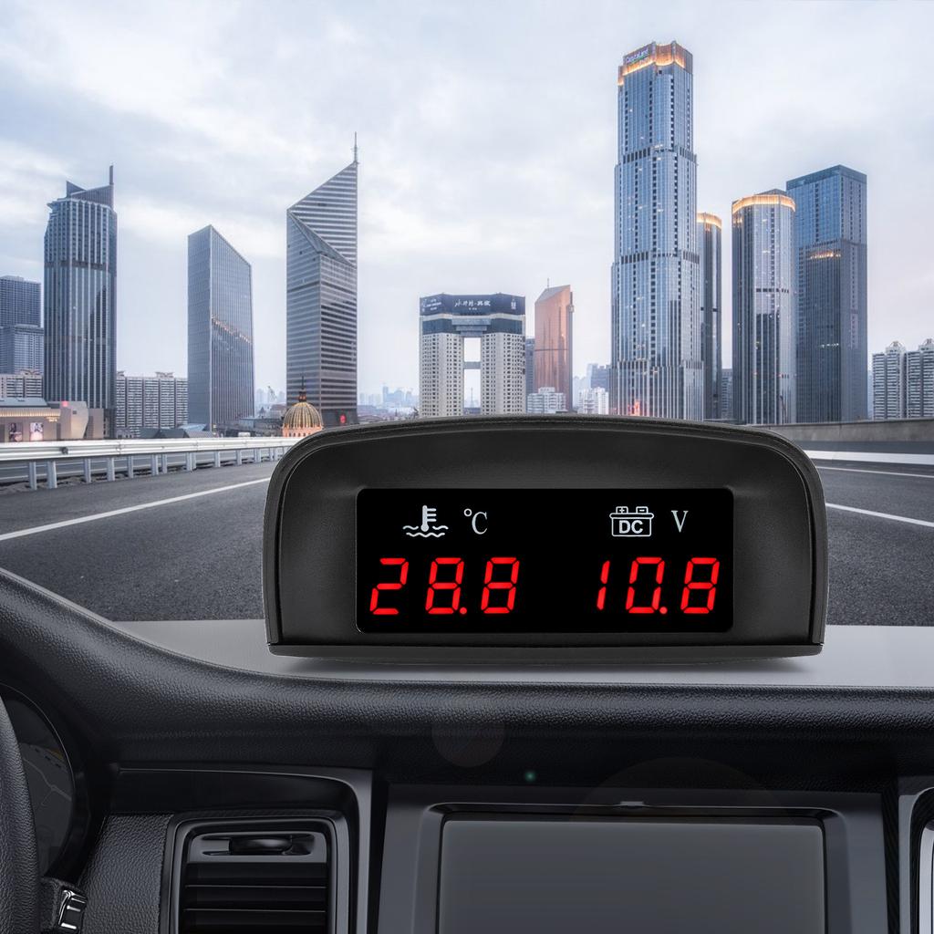 12V 24V Combination Table Digital Water Temperature Gauge + Volt Meter With 10mm Water Temperature Sensor 2 In 1 Car LCD Display