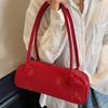 2025 new large-capacity Boston women's bag foreign design handbag soft leather solid color underarm shoulder bag