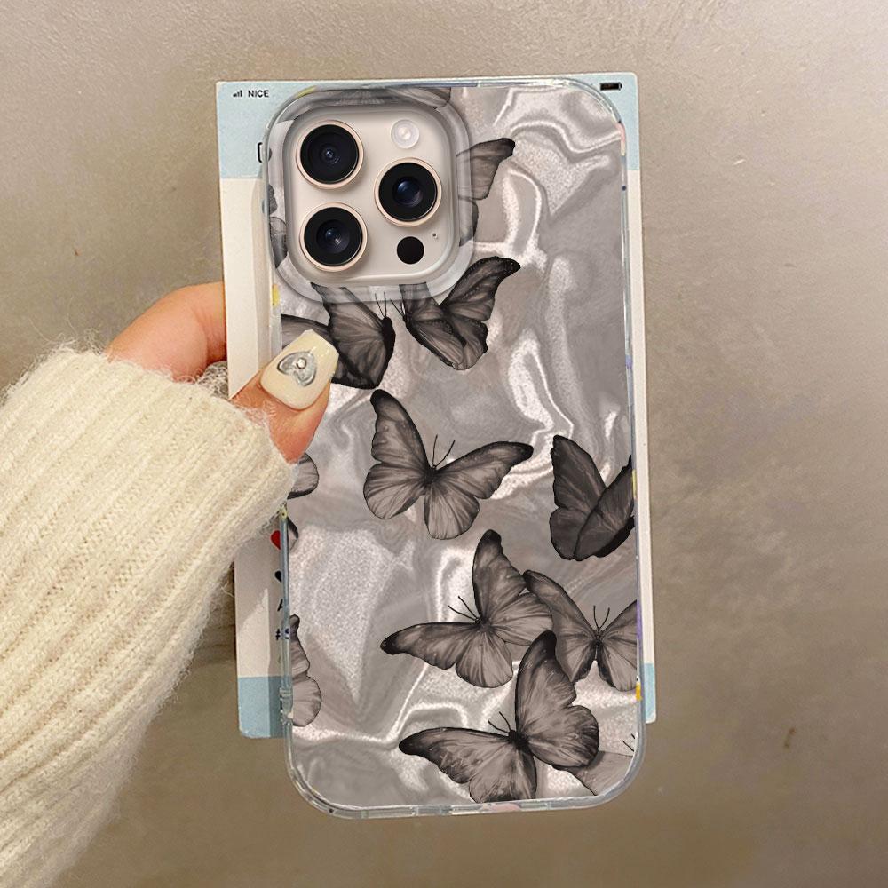 Purple Butterfly Water Wave Texture Phone Case for iphone 16 15 14 7 8 Plus 13 Pro Max X XS XR SE 2022 Shell Silicone Back Cover