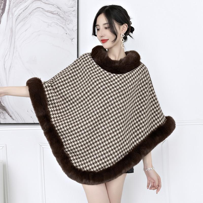 Evropský a korejský králičí kožešinový límec Qiandongge pulovr Cape Shawl 1279 #