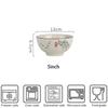5inch Japanese Style Ceramic Rice Bowl Cereal Soup Dessert Snack Bowl Kitchen Salad Serving Bowl Tableware Microwave Safe 1pcs