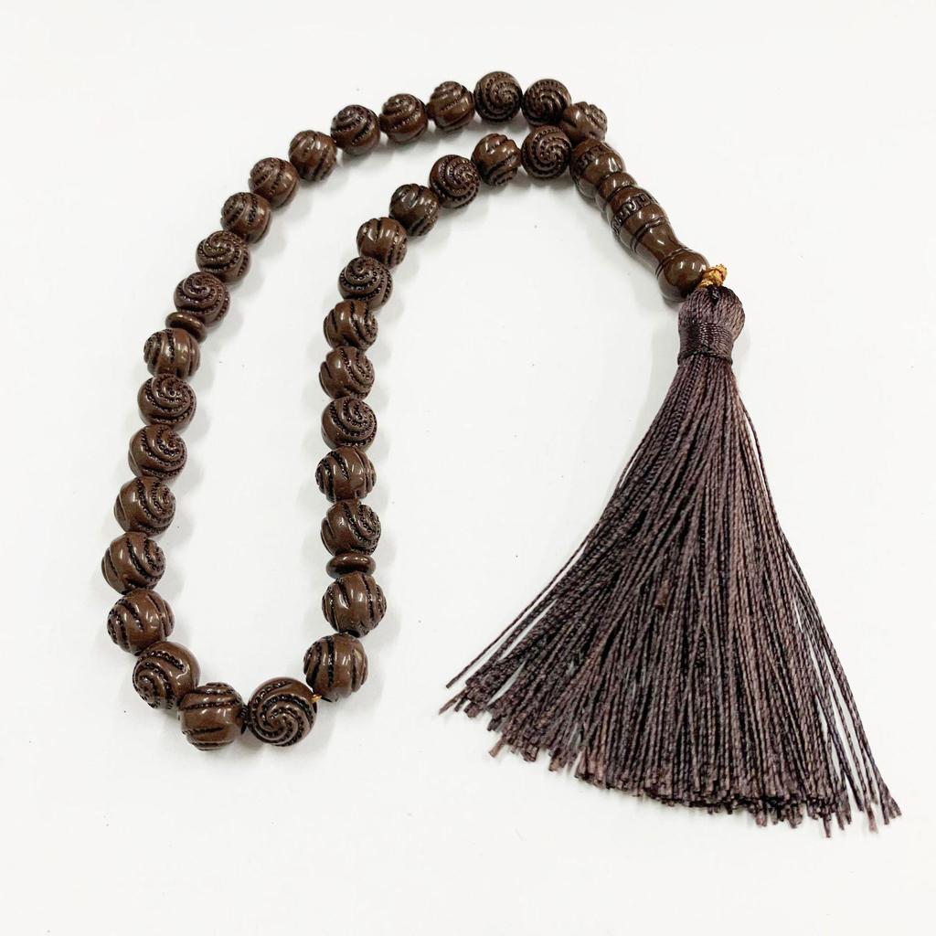 Imitation Wood Muslim Prayer Beads Tasbih with Tassel - Arabic Rosary Handicrafts