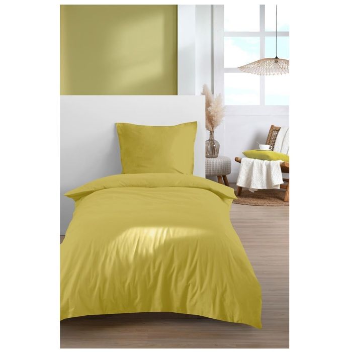 Parure de lit 140 x 200 cm Cocon moutarde