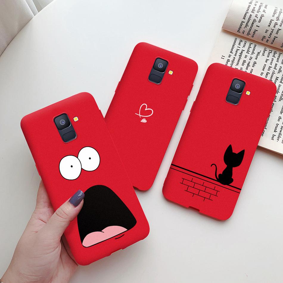 Love Heart Case For Samsung A6 2018 Cover A600F Silicon Tpu Phone Case For Samsung Galaxy A 6 A6 Plus 2018 A605F Case Cat Cactus