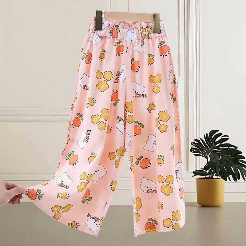 

Юбка-брюки для девочек, летние тонкие детские спальные брюки, новые хлопковые шелковые домашние брюки, которые можно носить как тонкие брюки 160