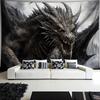 2D Majestic Dragon Design Black Dragon Background Printed Tapestry Fantasy Art Room Dormitory Home Decoration