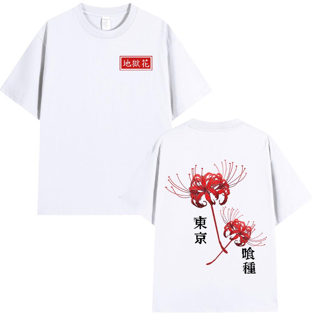 Anime Tokyo Ghoul Spider Lily T-Shirt Herren Damen Kaneki Ken Manga Grafikdruck T-Shirt Cooles Unisex Baumwoll-T-Shirt Oversized