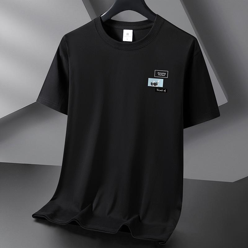 Teenager Boys Summer Loose Short Sleeve O Neck Printed Pullover Brathable Cotton T-shirt
