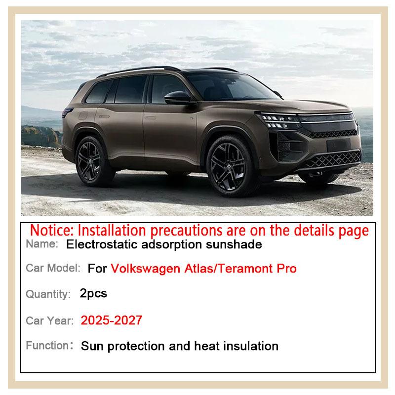 Roof Car Sun Shades For Volkswagen Atlas MK2 Teramont Pro 2025 2026 Electrostatic Adsorption Sunroof Sunshade Skylight Protect