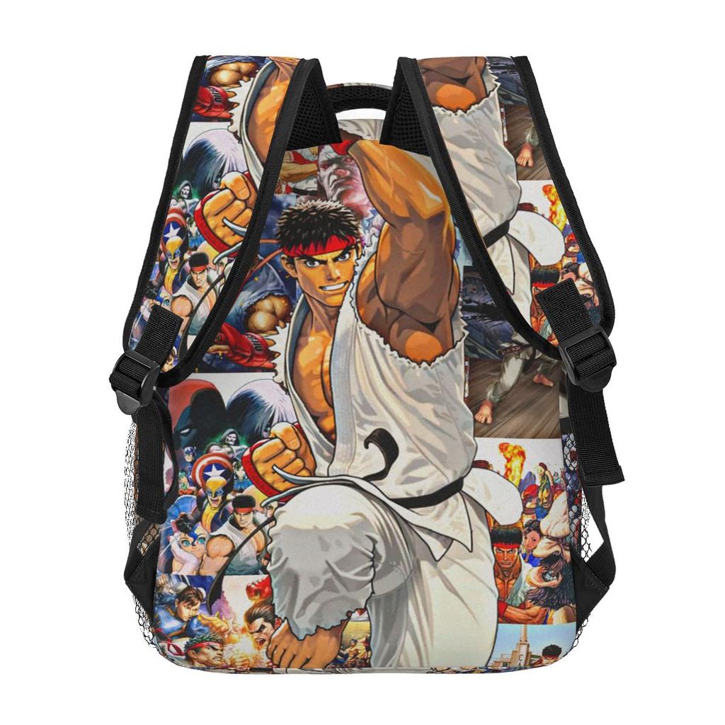Ryu Street Fighter II Turbo Hyper Fighting Backpack Student Boys Girls BookBag Kids School Bag Laptop Shoulder Bag for Men Women