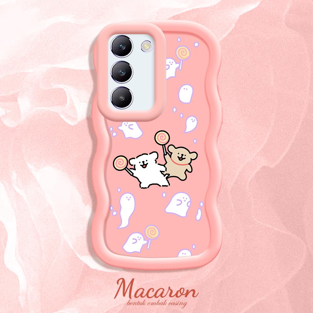 

Окрашенный узор Big Wave Edge Мягкий силиконовый материал Macaron чехол для телефона противоударный защитный резиновый чехол для OnePlus Vivo Motorola Moto Vivo Y35 5G розовый