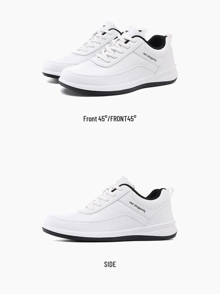 Red Dragonfly Men's Black Leather Waterproof Sports Casual Shoes - Spring/Summer Collection.
