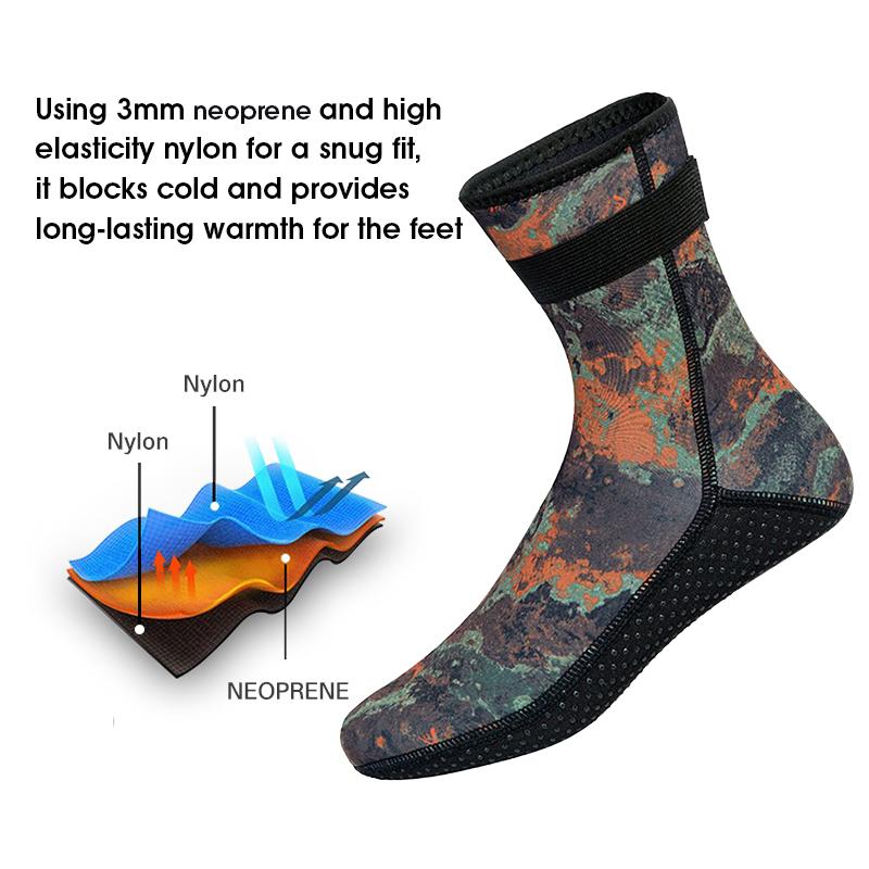 3MM Neoprene Unisex Diving Socks-Waterproof Anti-slip Wear-resistant for Swimming Snorkeling & Beach Use