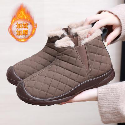Chaussures hiver chaudes velours chaussures mère mode antidérapantes à un bouton chaussures coton polyvalentes confortables bottes de neige