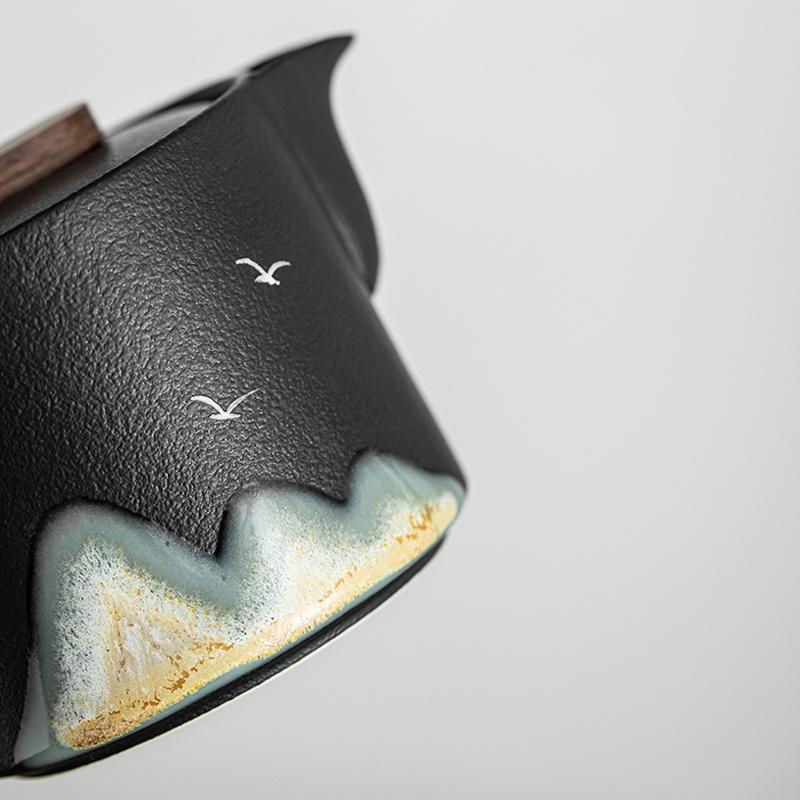 240ml Japanese Style Ceramic Teapot Yuanshan Black Pottery Kung Fu Tea Set