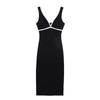 Za Spring New Women's Clothing Zr European and American Style Color-Block Layered Knitted V-Neck Strap Dress 5584211