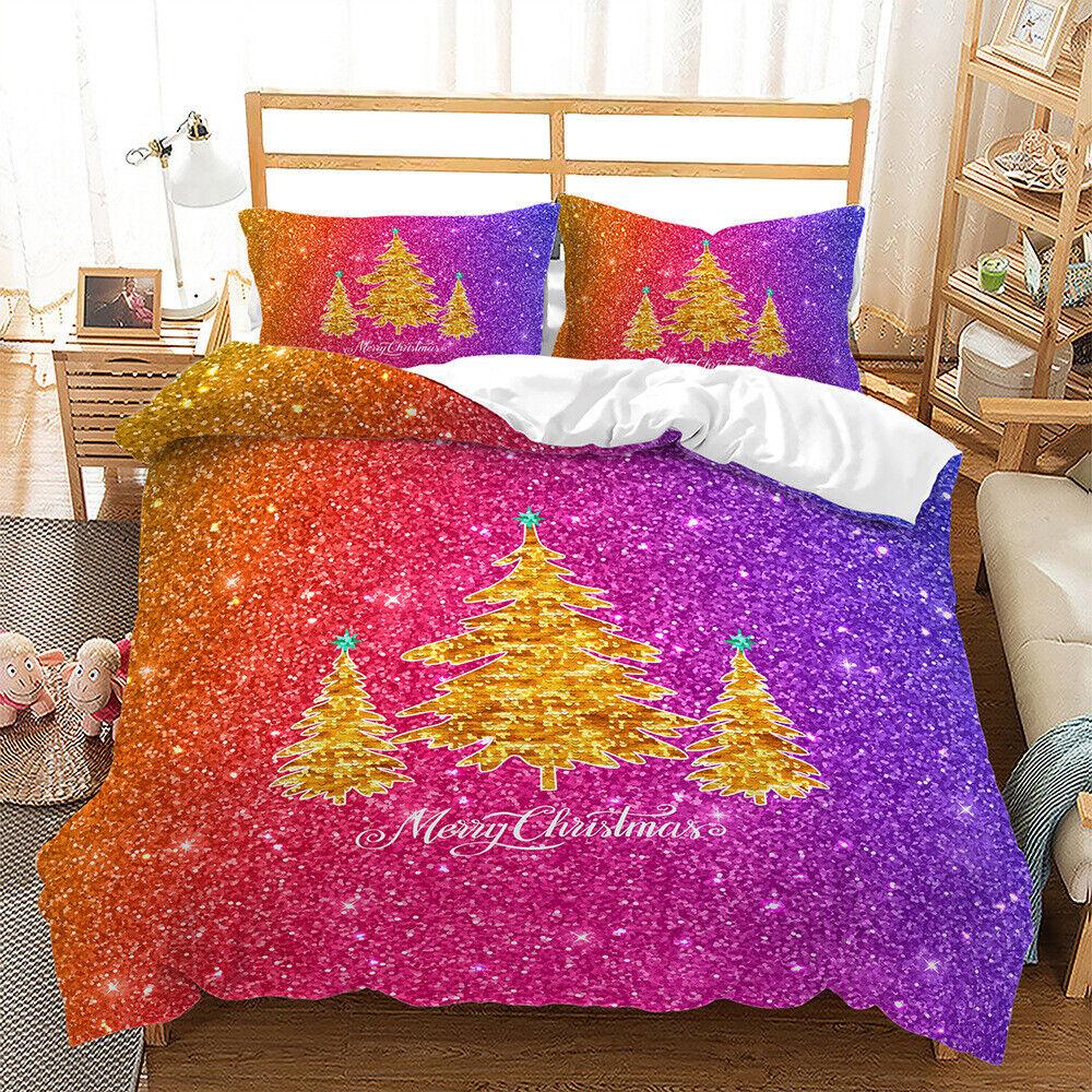 Weihnachtskollektion Bedruckte dreiteilige Bettwäsche Kissenbezug Bettbezug