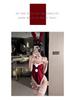 Velvet Bunny Girl Sexy Lingerie Bodysuit - Plush, Patchwork, Open Back Christmas Uniform Set for Women 1405