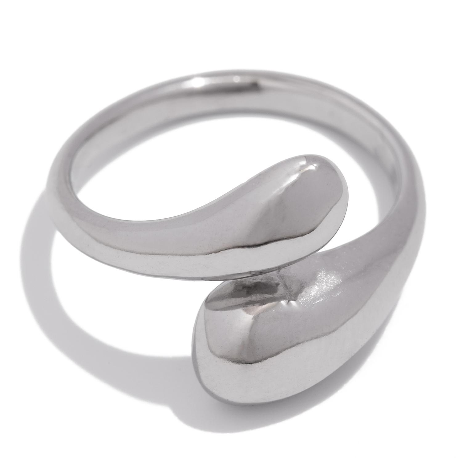 

Глянцевое женское кольцо в форме капли, регулируемое отверстие, персонализированное кольцо из нержавеющей стали серебряный