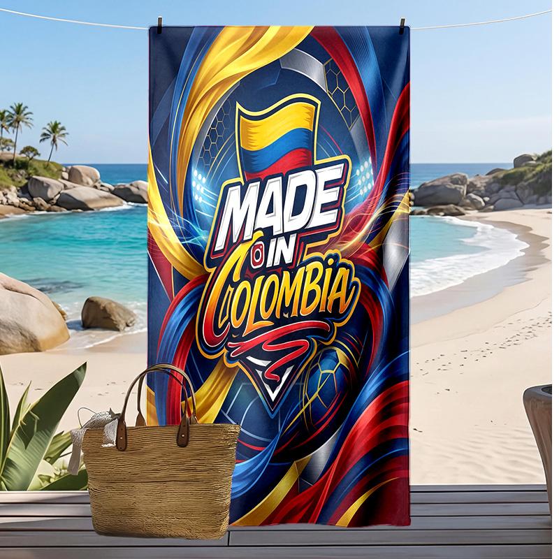 Kolumbien Fußball Print Strandtuch Schnelltrocknend Super Saugfähig Weiches Badetuch für Schwimmen Strand Reisen Fan Souvenir Geschenk